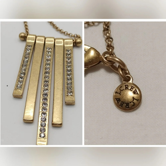 J. Crew Women's Necklace Gold Tone & Clear Rhinestone Sparkle 14" adjustable - Picture 1 of 11